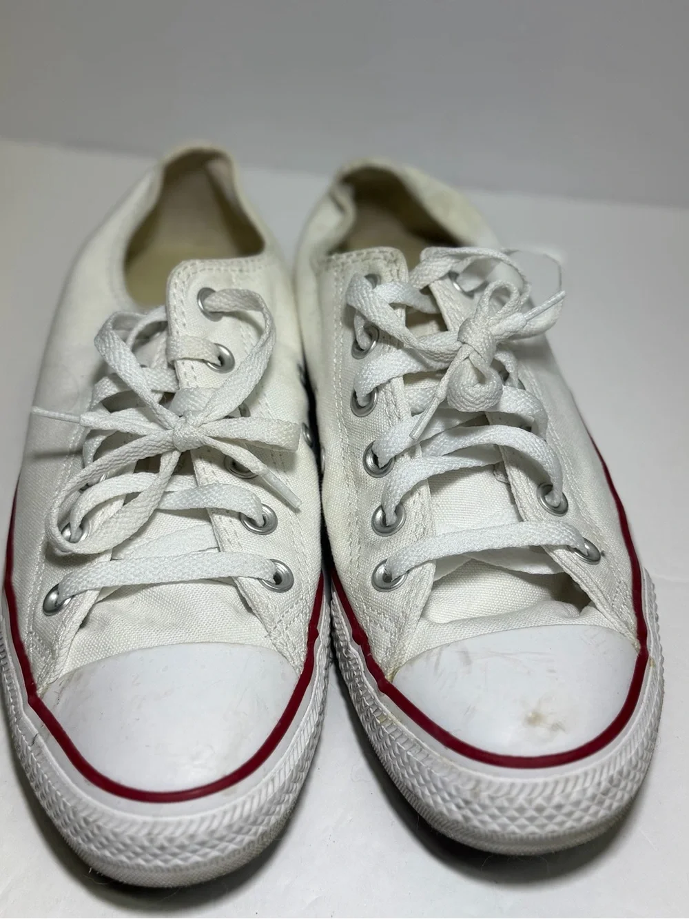 Converse Womens Sneakers Size 9‎ Low Top Lace Up White Red Blue - Picture 3 of 9